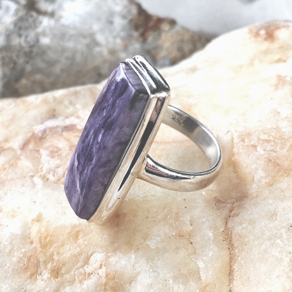 Siberian Charoite 925 sterling silver ring 6 NWT - Picture 2 of 7
